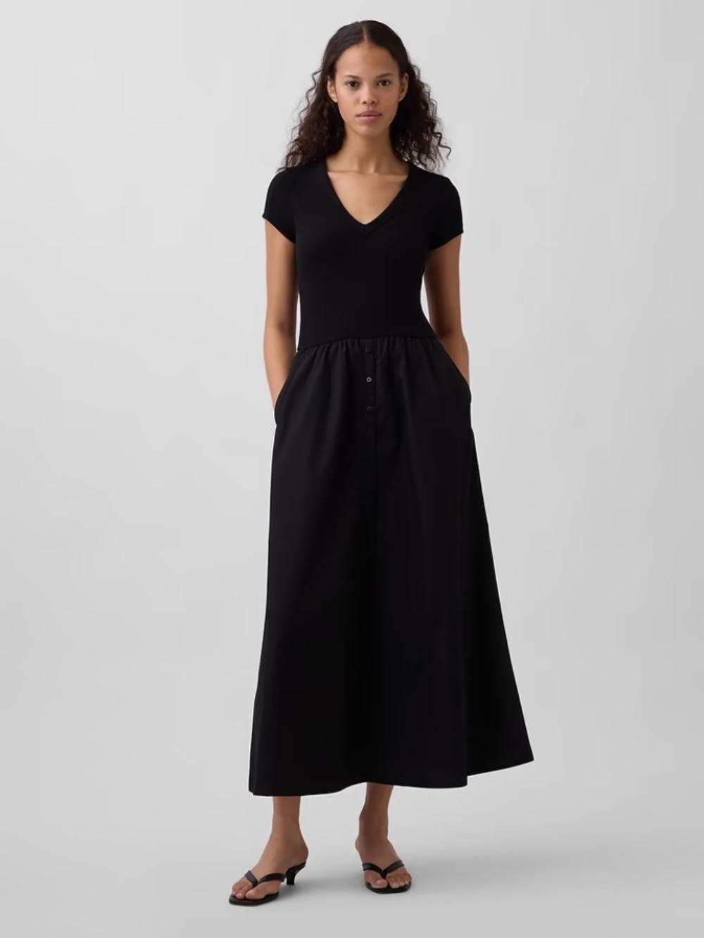 NWT GAP Modern Mixed Media Maxi Dress // Black